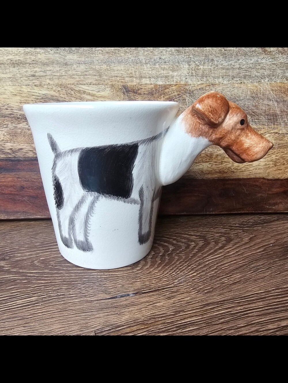 Vintage Fix Terrier 3d Coffee Mug Brown Black jones Handmade Thailand Cup